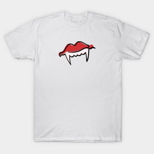 one line | vampire | lips | teeth T-Shirt